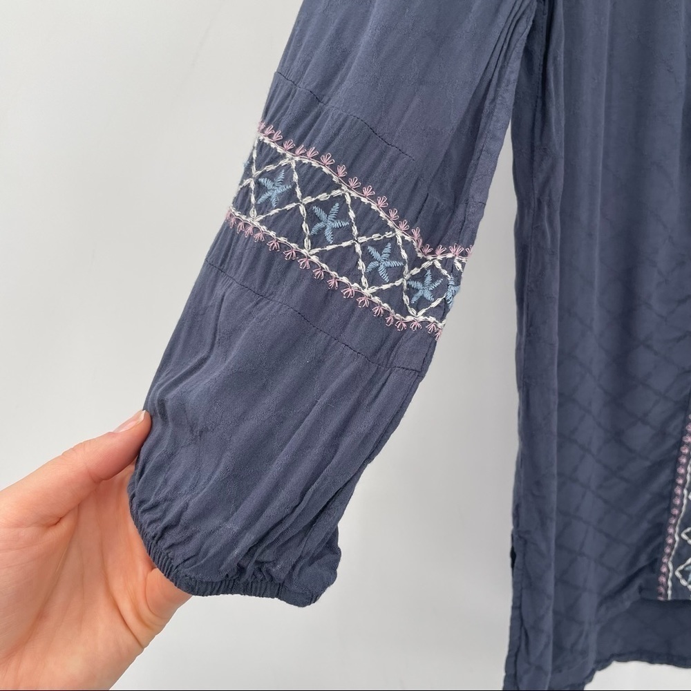 Knox Rose Purple / Blue  Embroidered Boho Top - Picture 5 of 13